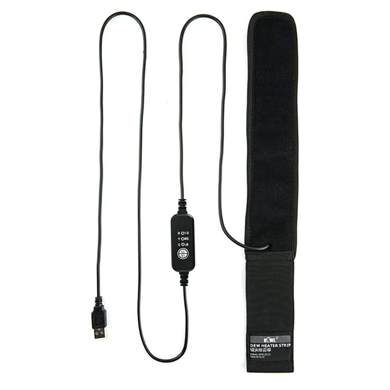 (image for) IPRee USB Lens Heater Warmer Strip with 3 Heat Settings Temperature Regulator for Camera Lens Dew Removing, Lens Heater for Outdoor Telescope Eyepieces Protection